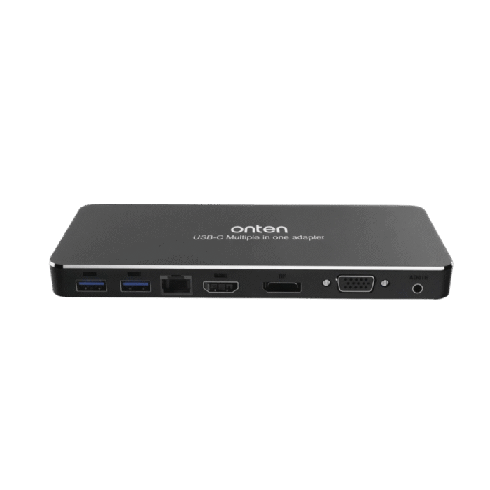 موزع Onten Hub 9×1 من النوع C – بمنفذي USB 3.0 + HDMI + VGA + Ethernet + صوت + Type-C PD – اسود OTN-9188S (3)