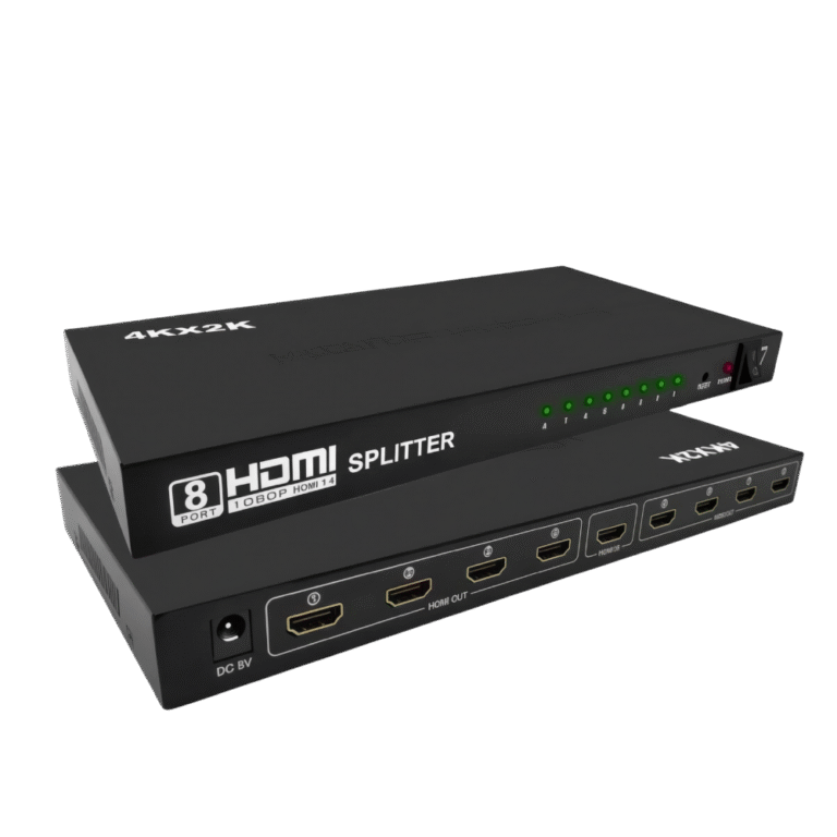 _موزع لافا HDMI بـ ٨ منافذ مع محول طاقة مقسم HDMI احترافي