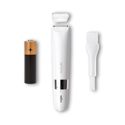 أداة تهذيب شعر الجسم الصغيرة من براون BS1000 – للاستخدام الجاف أو مع الماء – مع مشط تهذيب – لون أبيض