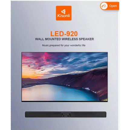 ساوند بار كيسونلي LED-920 لاسلكي – مكبر صوت جداري للسينما المنزلية – صوت قوي وإضاءة LED