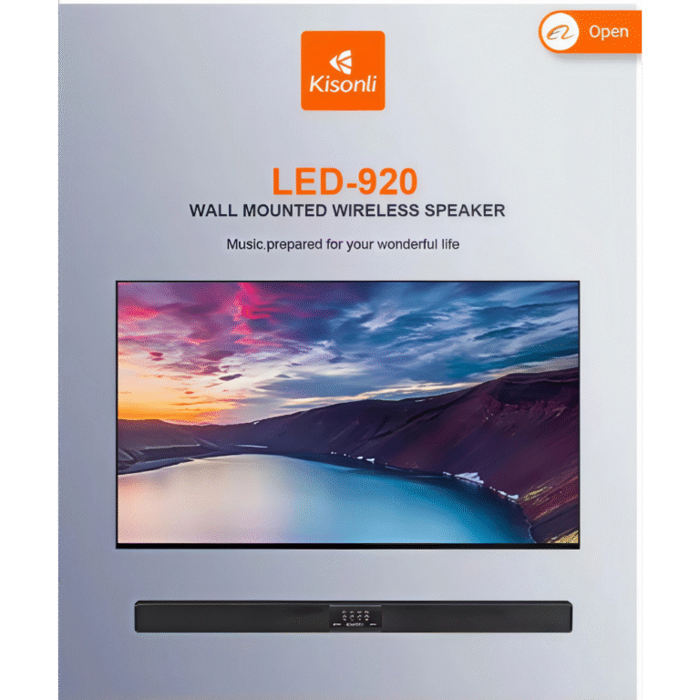 ساوند بار كيسونلي LED-920 لاسلكي – مكبر صوت جداري للسينما المنزلية – صوت قوي وإضاءة LED