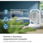 مروحة طاولة فيليبس سلسلة 2000 – هادئة جدًا 23 ديسيبل – دوران هواء 180 درجة – 3 سرعات – CX2050 أبيض