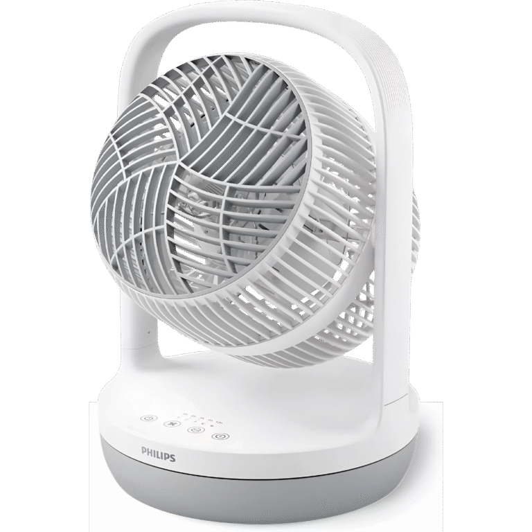 مروحة طاولة فيليبس سلسلة 2000 – هادئة جدًا 23 ديسيبل – دوران هواء 180 درجة – 3 سرعات – CX2050 أبيض