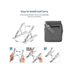 حامل لابتوب ألمنيوم قابل للطي والتعديل – خفيف ومتين – مناسب لجميع أجهزة اللابتوب – لون فضي