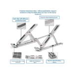 حامل لابتوب ألمنيوم قابل للطي والتعديل – خفيف ومتين – مناسب لجميع أجهزة اللابتوب – لون فضي