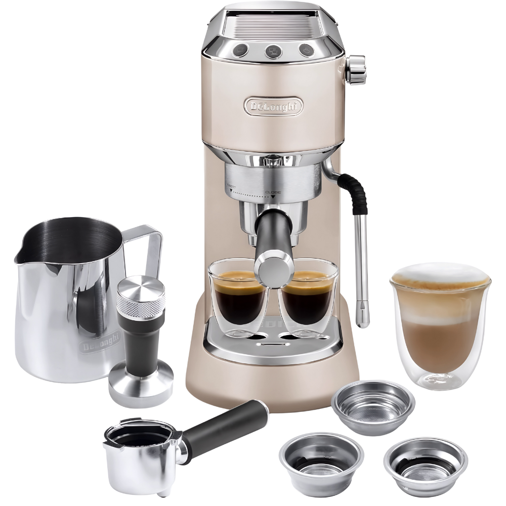 ماكينة تحضير الإسبرسو ديلونجي ديديكا ستايل المعدنية متعددة الألوان – ضغط احترافي ١٣٠٠ وات – EC885.BG (1) ماكينة تحضير الإسبرسو ديلونجي ديديكا ستايل المعدنية متعددة الألوان – ضغط احترافي ١٣٠٠ وات – EC885.BG