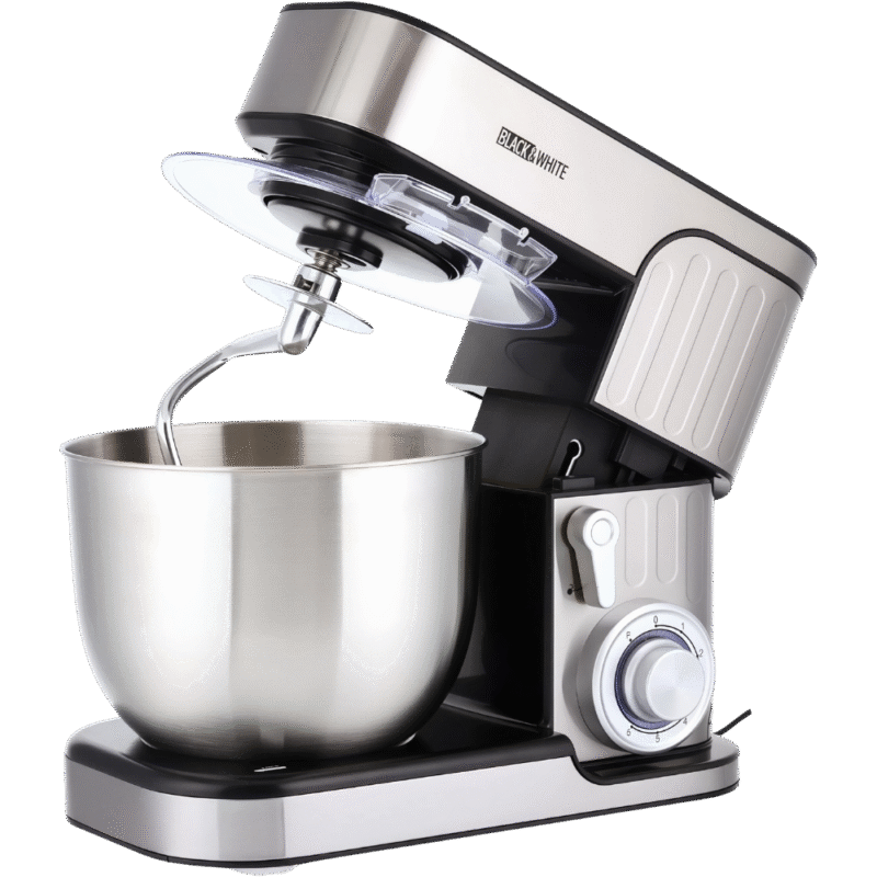 خلاط عجين بلاك آند وايت 1300 واط سعة 5.5 لتر 6 سرعات لون فضي – SC-217