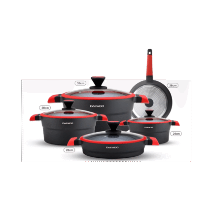 طقم أواني طهي دايو X Series غير لاصقة مطلية جرانيت 9 قطع لون أسود