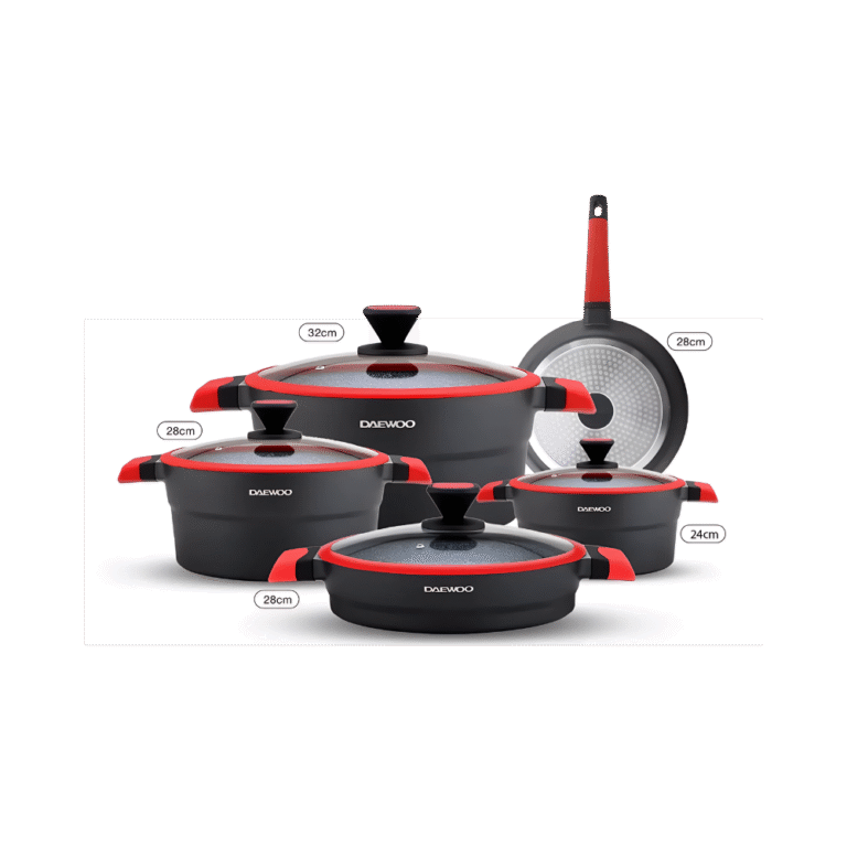 طقم أواني طهي دايو X Series غير لاصقة مطلية جرانيت 9 قطع لون أسود