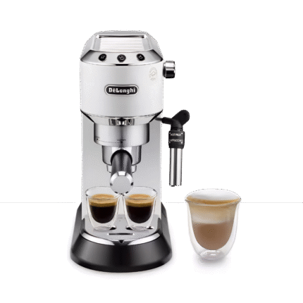 ماكينة تحضير الإسبريسو والكابتشينو ديلونجي ديديكا أبيض – تصميم نحيف من الألومنيوم – موديل EC685.W