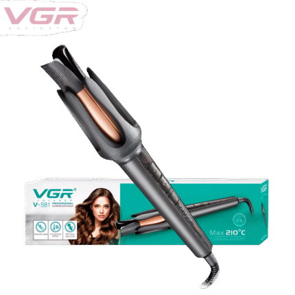 مكواة تجعيد الشعر الأوتوماتيكية الاحترافية VGR V-581 بحرارة 210° مئوية – أسود