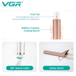 مكواة فرد الشعر الكهربائية الاحترافية VGR للنساء لون أبيض – موديل V-578