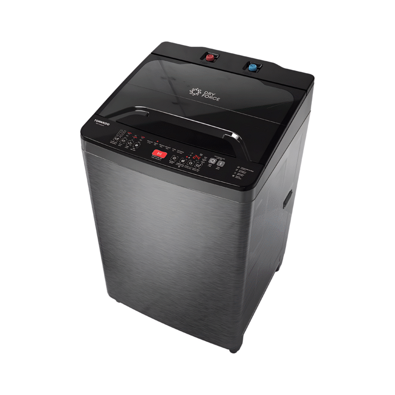غسالة ملابس تورنيدو 12 كجم أوتوماتيك بطلمبة – سيلفر غامق – موديل TWT-TLN12LDS