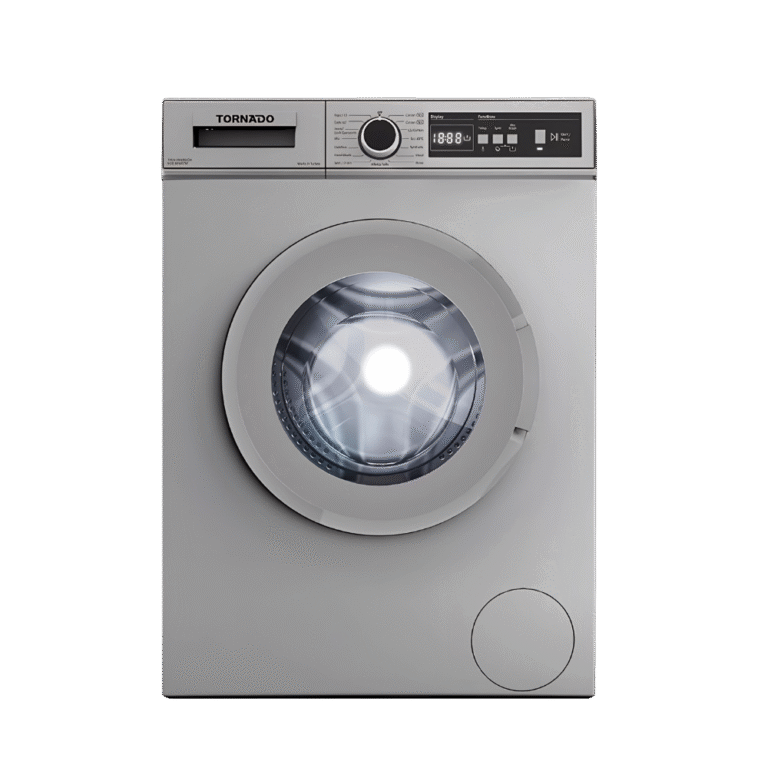 غسالة ملابس تورنيدو فول أوتوماتيك تحميل أمامي 6 كجم لون سيلفر – موديل TWV-FN68SLOA