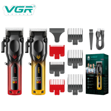 ماكينة قص الشعر الاحترافية VGR للجسم بألوان متدرجة مع شاشة LCD – عالية السرعة – موديل V-656