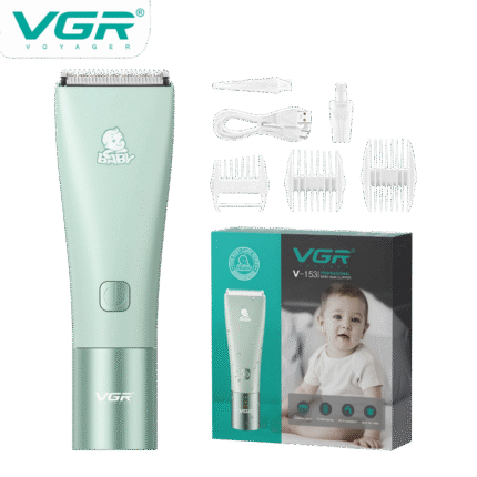 ماكينة قص شعر الأطفال VGR الجديدة الصامتة بشفرات سيراميك ومقاومة للماء – موديل V-153